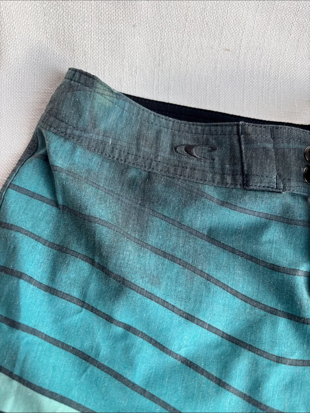 Quiksilver Teal & Aqua Striped Men's Board Shorts  -339sku
